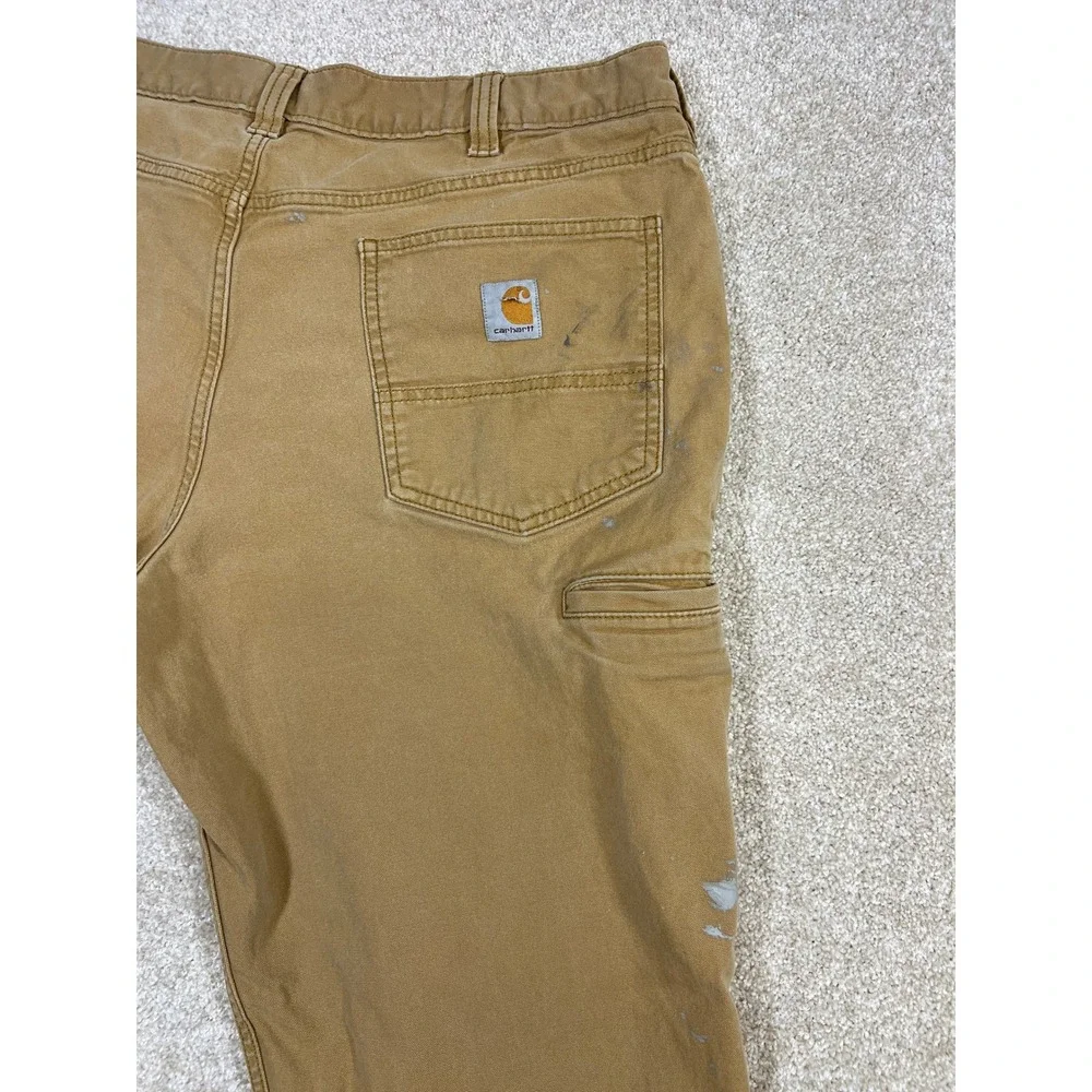 Carhartt Relaxed Fit Rugged Flex BN2517-M Canvas Work Pants Mens 40x30 Tan *Read